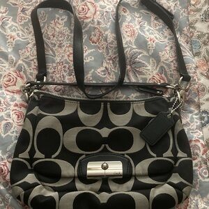 Coach Signature Black and Gray Crossbody Bag